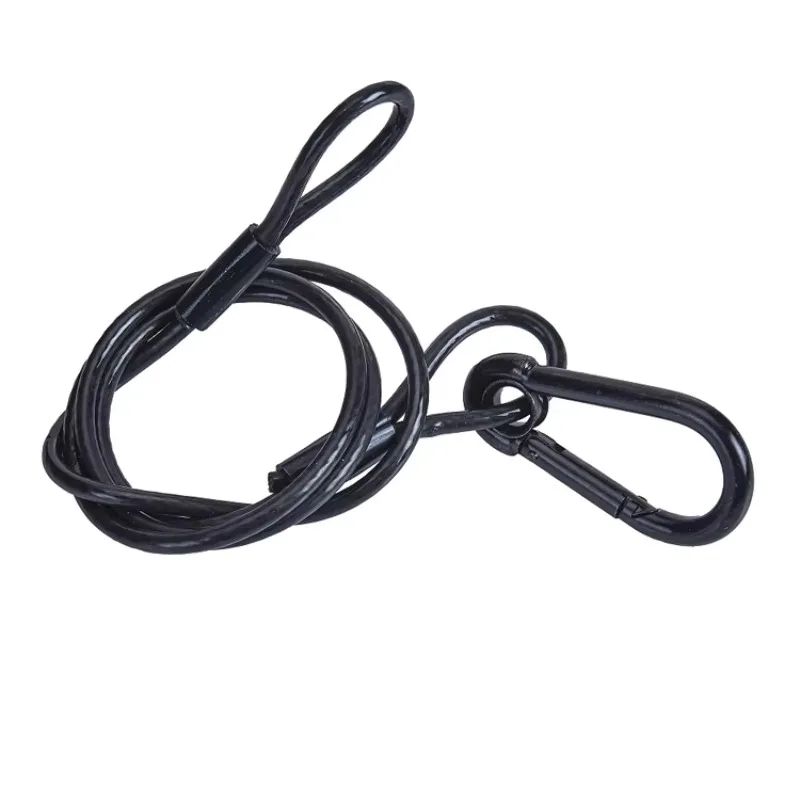【Durable Using】Black 4mm Medium  Safety Cable With Standard Size Spring Hook Stainless Steel Cables With Electroplated Cara