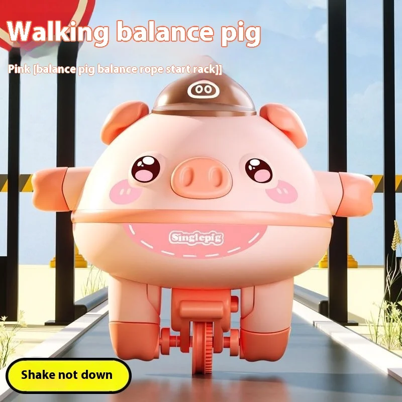 2024 New A Tumbler Balanced Pig Unicycle Hanging In The Air Walking Steel Wire Children'S Puzzle Toy Electric Cute Gift Toys