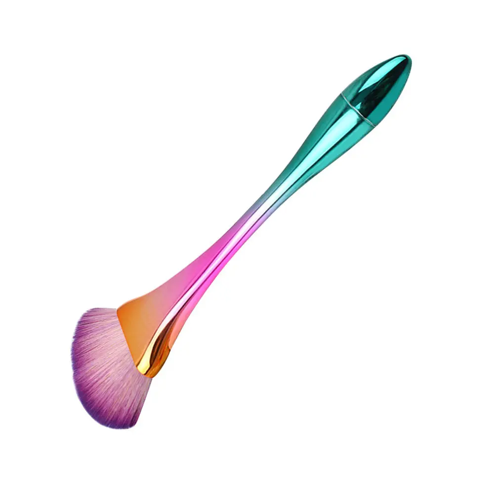 

Кисть для пудры Rainbow Powder Brush, фиолетовая, 1 шт., с гальваническим покрытием, мягкая, удобная, для нанесения пудры и румян на лицо, незаменимая.