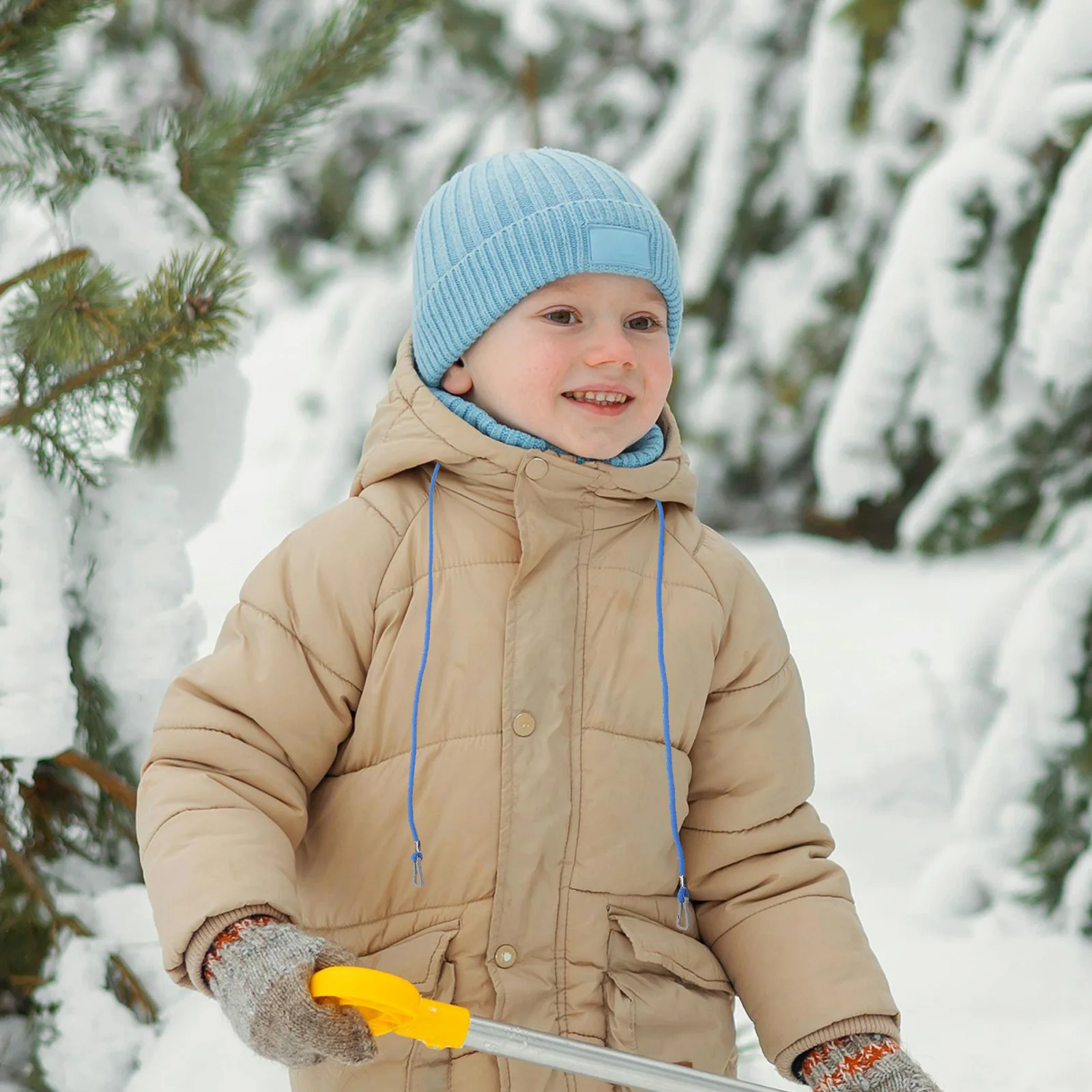 

4 шт., детский ремешок для перчаток, яркая синяя нейлоновая веревка, зажим для защиты от потери, регулируемая длина для малышей, катание на лыжах, катание на лыжах, катание на снегу