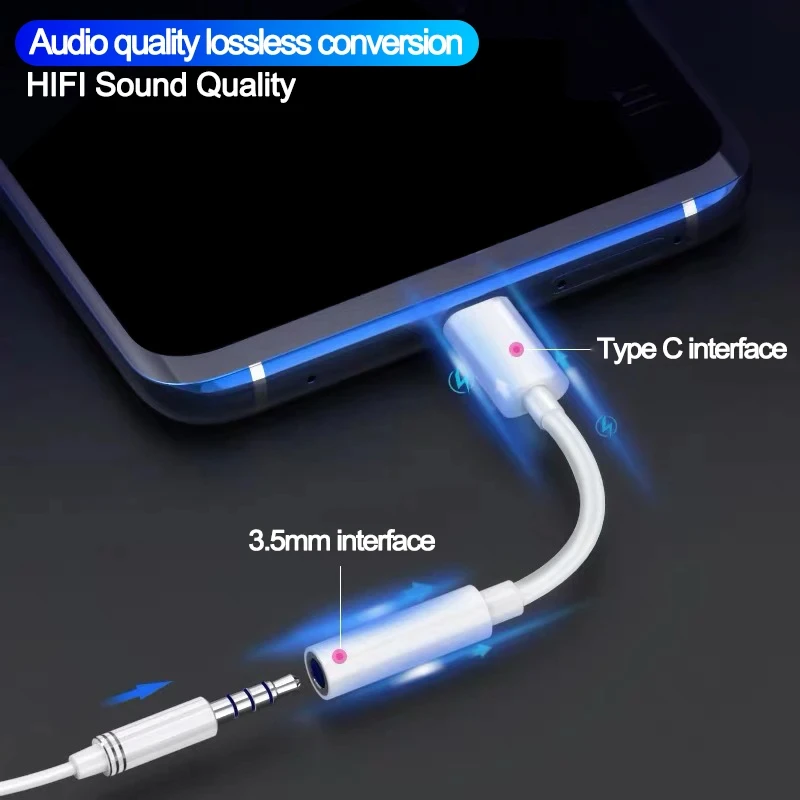 Original Type C To 3.5mm Aux Adapter For Xiaomi Mi 12 11 Type-C 3.5mm Jack Headphones Audio Cable POCO X5 Pro Redmi Note 9 10 11