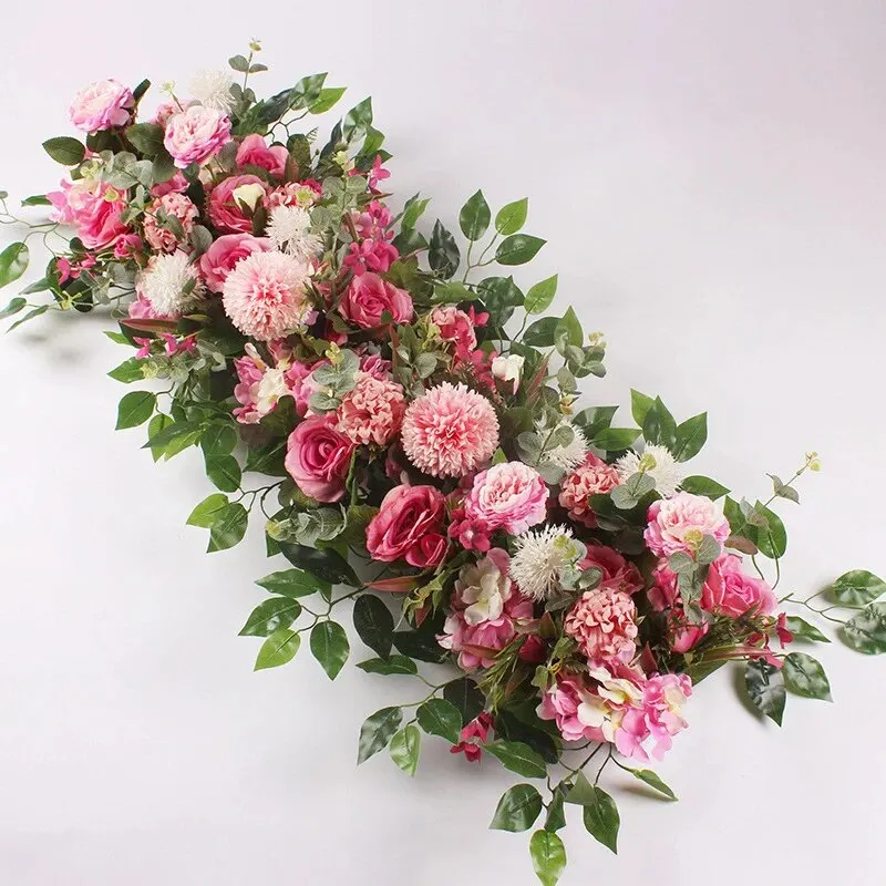 100Cm Luxe Witte Roos Kunstmatige Bloem Rij Trouwtafel Middelpunt Bloemen Achtergrond Muur Bogen Decor Feest Podium Bloemen