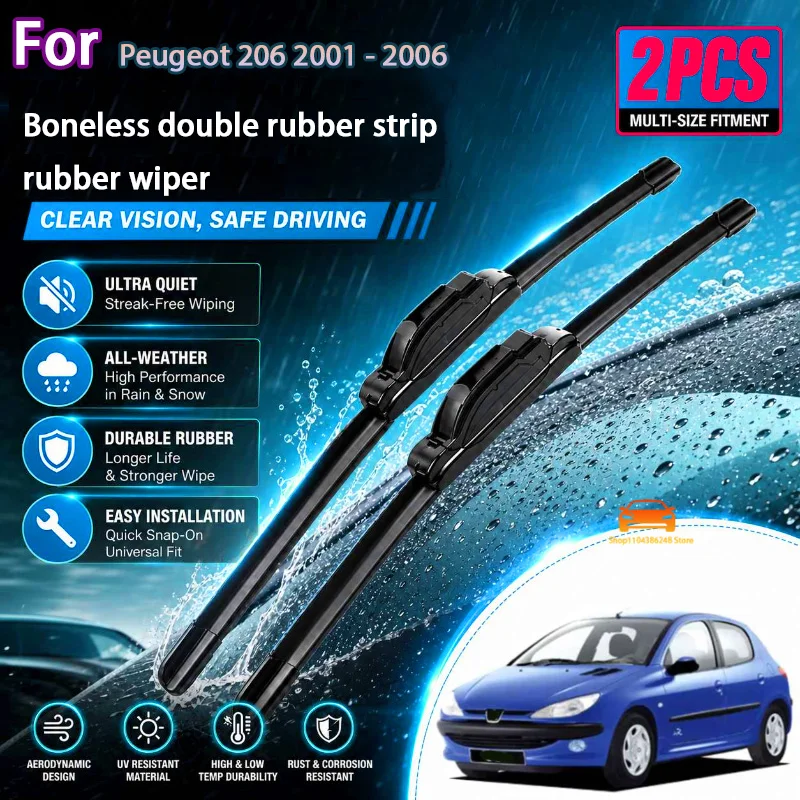

Front Wiper Blades For Peugeot 206 2001 - 2006 Windshield Windscreen Clean Window Car Rain Brushes 26"+16" Modification Parts