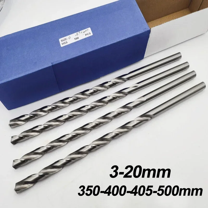 3-20mm Lengthen Drill Bit 350/400/450/500mm Extra-long HSS High Speed Steel Straight Shank Twist Drill Bit for Metal Wood Plasti