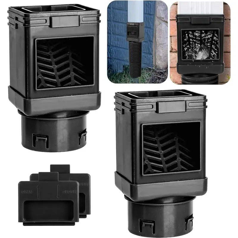 

AB41-Downspout Filter,Leaf Removers,Downspout Filters, Downspout Screen Filters,2X3 And 3X4 Drainpipe, (2-Pack Black)