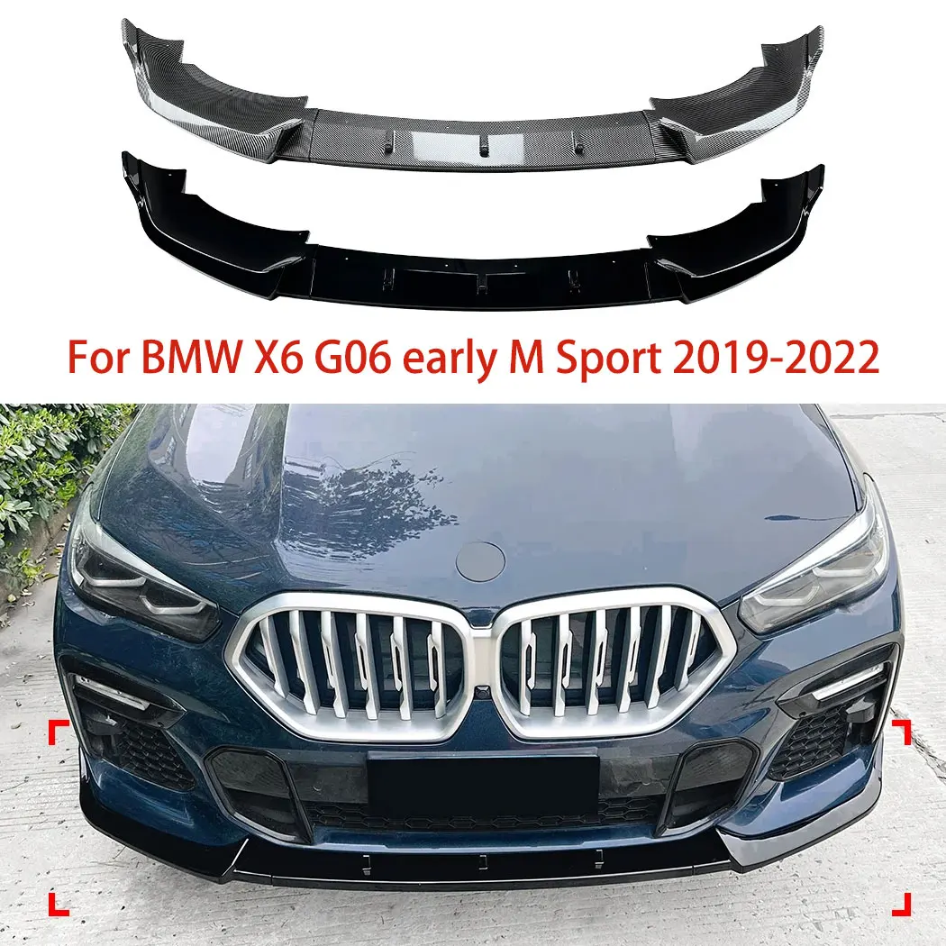 

Car Front Bumper Spoiler For BMW X6 G06 early M Sport 2019-2022 Auto Front Lip Splitter Body Guard Kit Decoration Modification