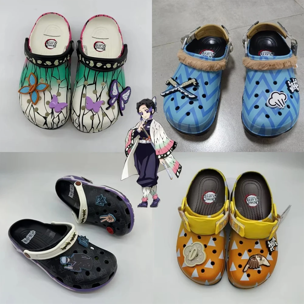 Anti Slip Wear Resistant Summer Beach Breathable Cartoon Kawaii Demon Slayer Blade Shinobu Kocho Hole Shoes Cute Cool Sandals