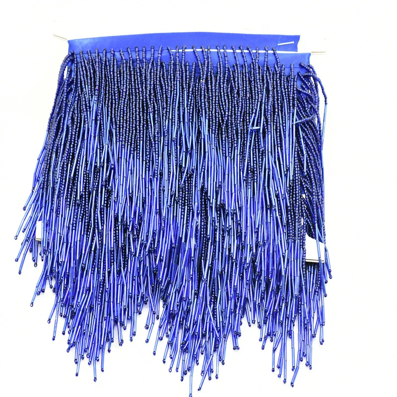 5.5 yards Wave drop Handmde Spacer Tube Beaded 2 size mixed Bulk wholesale glass fringe tassels sewing articles for sewing