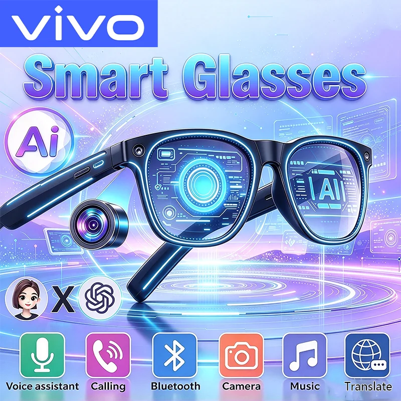 VIVO Smart Glasses Remote Control Touch Photo Camera Recording Translator Voice Assistant Music Wireless Bluetooth Sunglasses