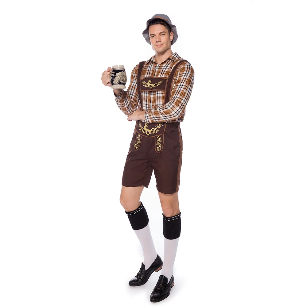 Alemanha Oktoberfest Lederhosen Traje Tradicional Bavarian Beer Traje Halloween Outfit Para Homens