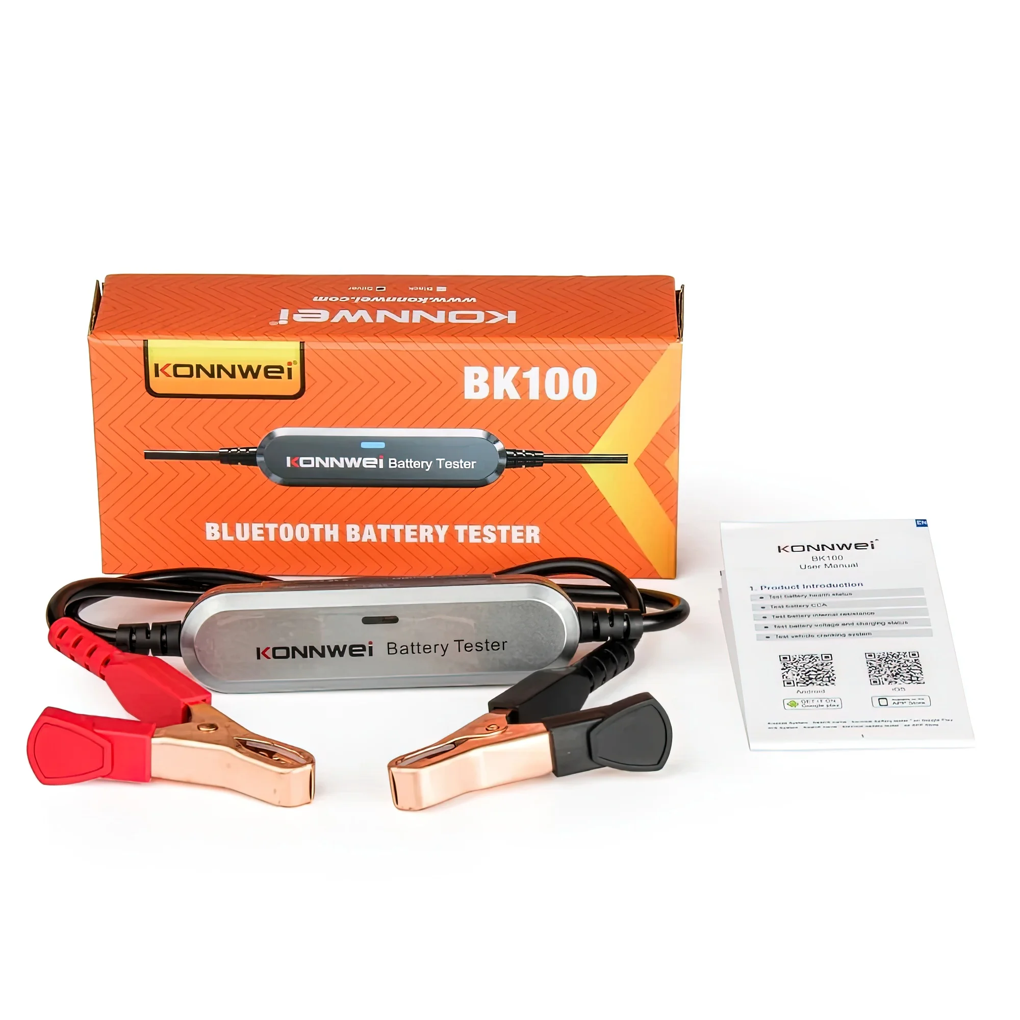 Tester bateria motocyklowa samochodowej KONNWEI BK100 100-2000 CCA narzędzie testowe korbowy 6V 12V analizator monitorowanie baterii Bluetooth