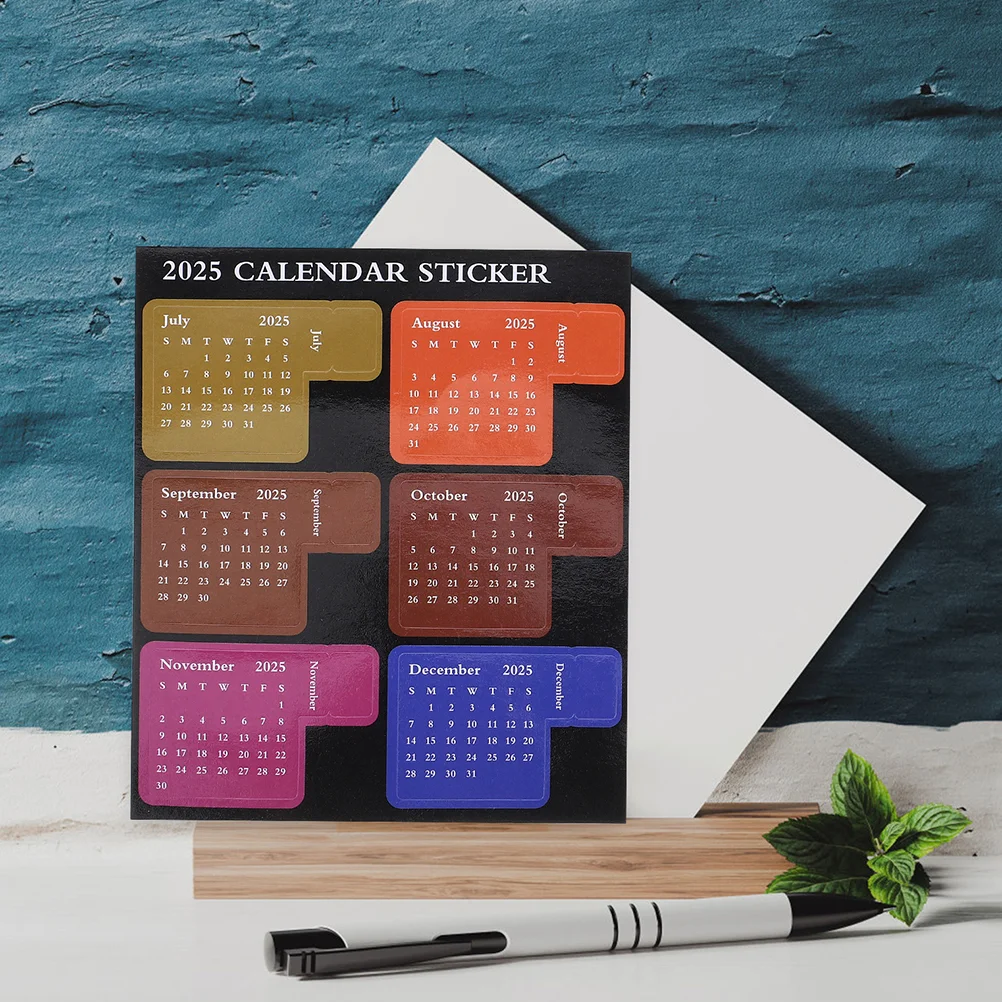 2 Set Colored Stickers Sticky Notes Index 2025 Portable Planner Notepad Calendar Adhesive Tape 1350X1150X005CM Office