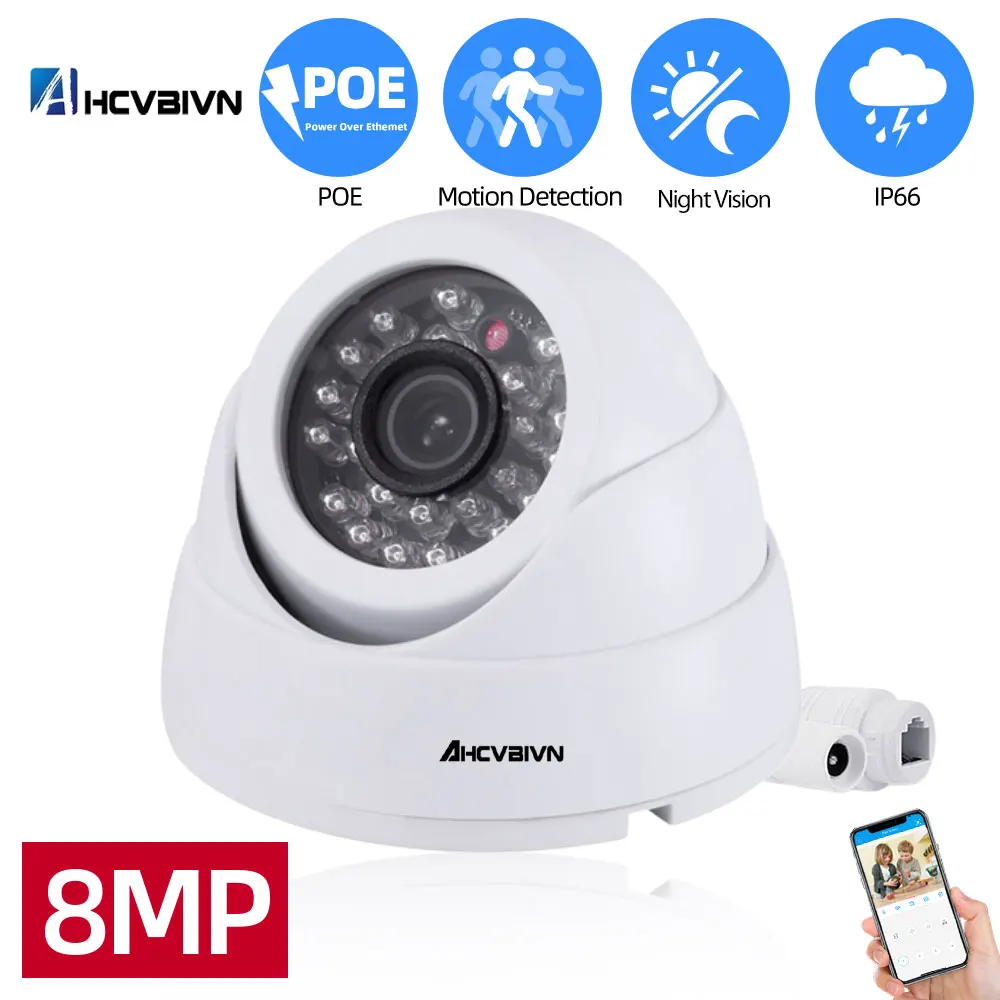 

Metal CCTV POE IP Ceiling Dome Security Camera 4K Waterproof Outside Video Surveillance Cameras 8MP Home IP Monitoring Cam H.265