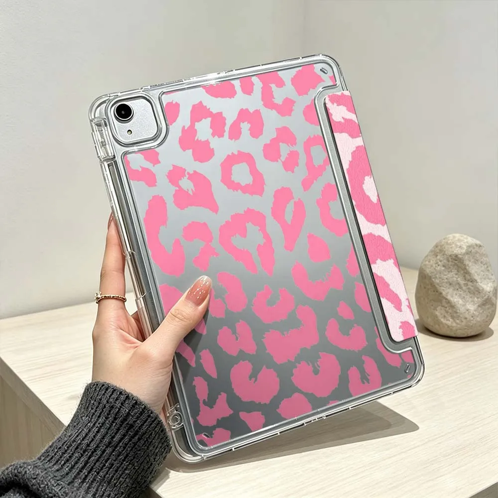 Artistic Pink Cheetah Print Soft For iPad Pro Air mini 6 5 4 3 2 1 11th 10th 6th 5th M5 M4 M3 M2 9gen Foldable 3Y Tablet Case