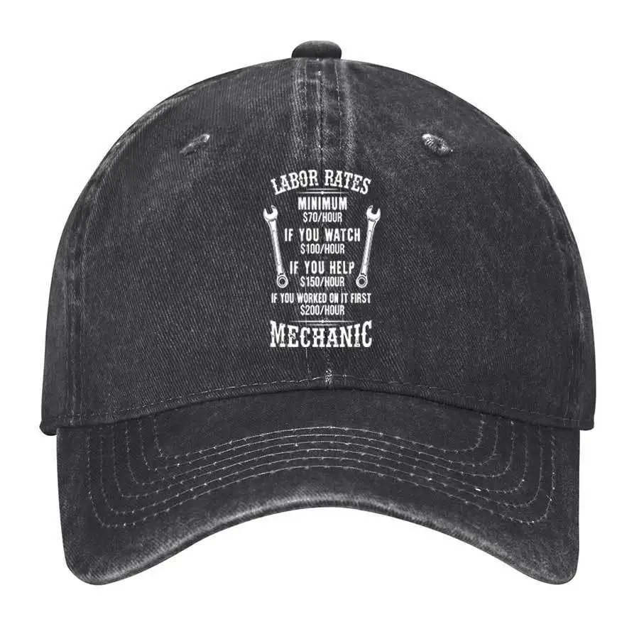 Mechanic Salary Rate Joke Winter Hat Vintage Washed Baseball Cap
