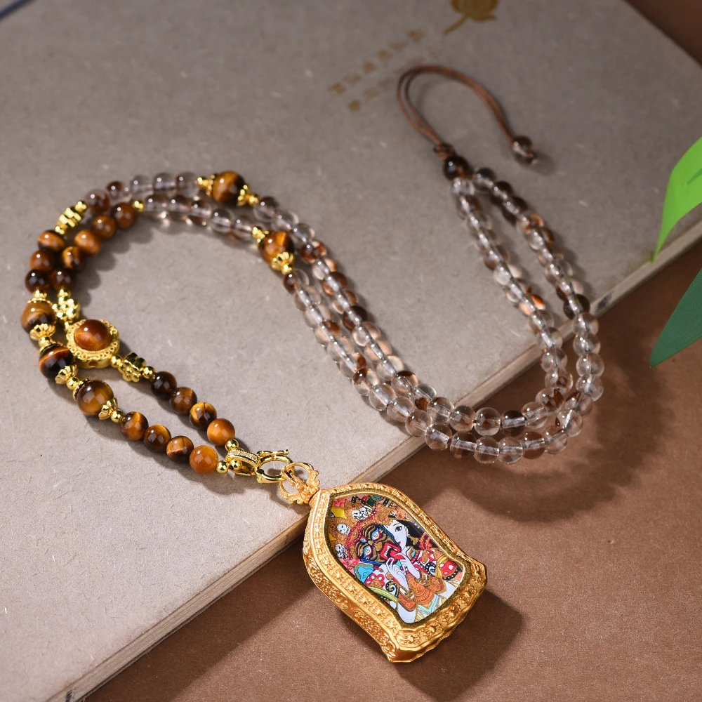 

Женский Бог Багатство Заки Баран Тханка Подвески Из Бисера Тигровый Глаз Камень Женский Свет Роскошные Высококачественные Ожерелья Бутик Ювелирных Изделий