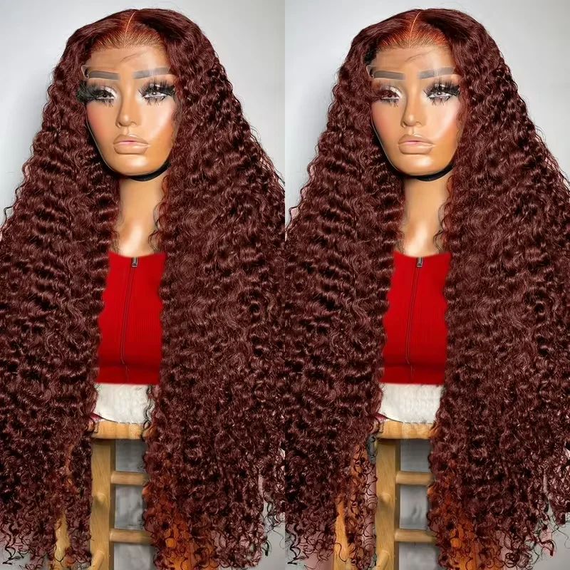 

Deep Wave Frontal Wig 13x6 Hd Lace 30 Inch Chocolate Brown 13x4 Curly Lace Front Human Hair Water Wave Brazilian Wigs For Women