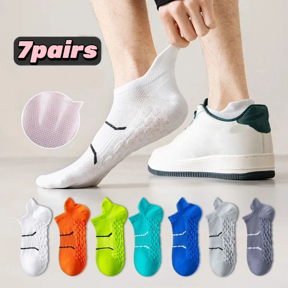

5Pairs Simple Patchwork Ankle Thin Socks Breathable Anti-slip Striped Invisible Socks Sports Socks Men's Tube Socks Sport