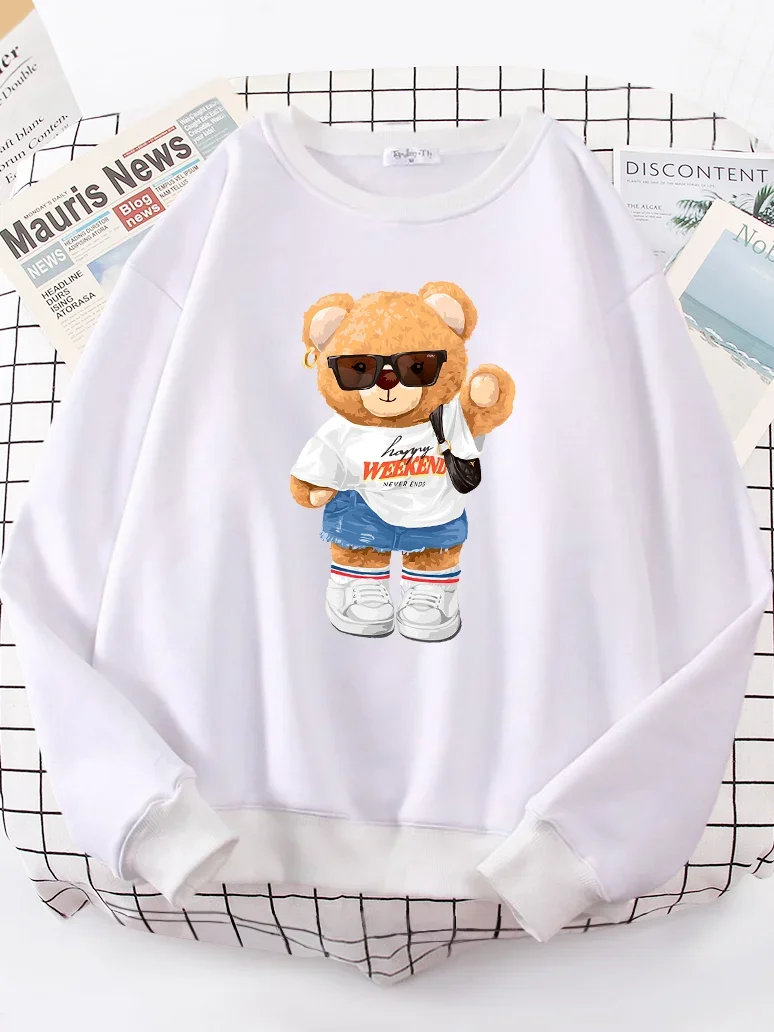 A Young Teddy Bear Girl Full of Vitality Cute Hoodie Women\'s Street Wool Hoodie Loose Sweatshirt Hip-hop Women\'s Top