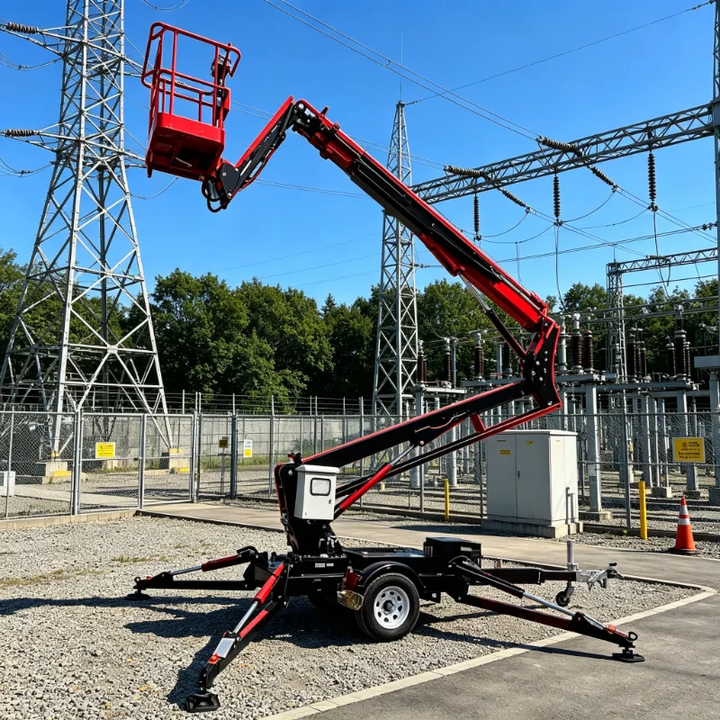 16m 20m Telescopic Cherry Picker Aerial Work Platform Diesel Towable Boom Lift For Tree Trimming For Retail Steel