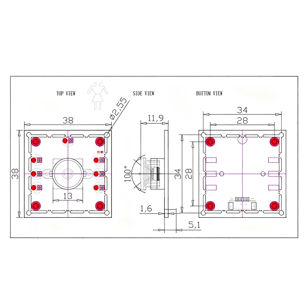 2/3/6/24 SZT. OV9732 1MP 720P Moduł Kamery USB 100 °   Szerokokątny z kablem 2M/3M do systemu oceniania Autodarts.io — zdjęcie produktu 6