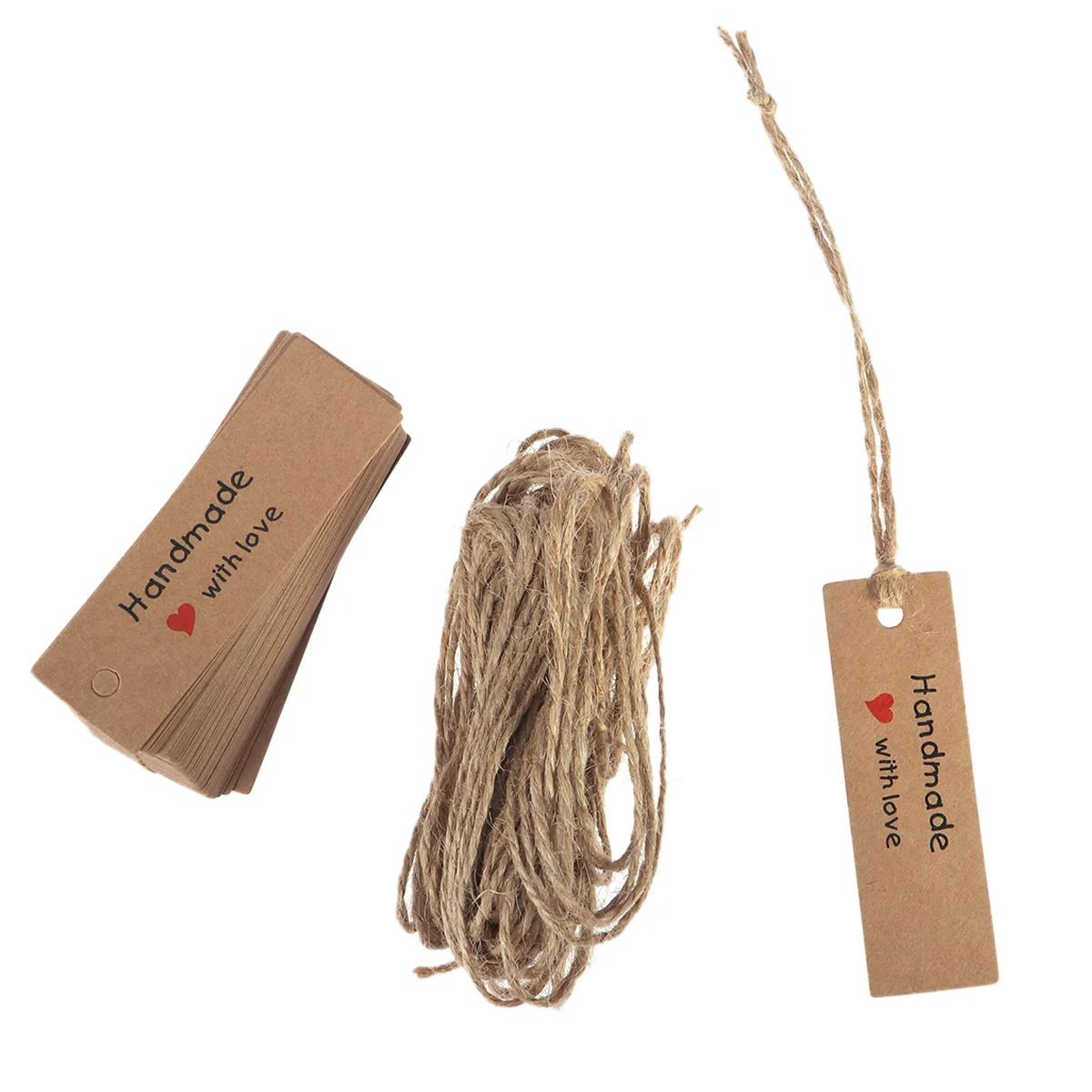 

50pcs Kraft Paper Tags Handmade Vintage Gift Wedding Favor Decoration Hanging Tags With String Pre-Punched Round Hole For