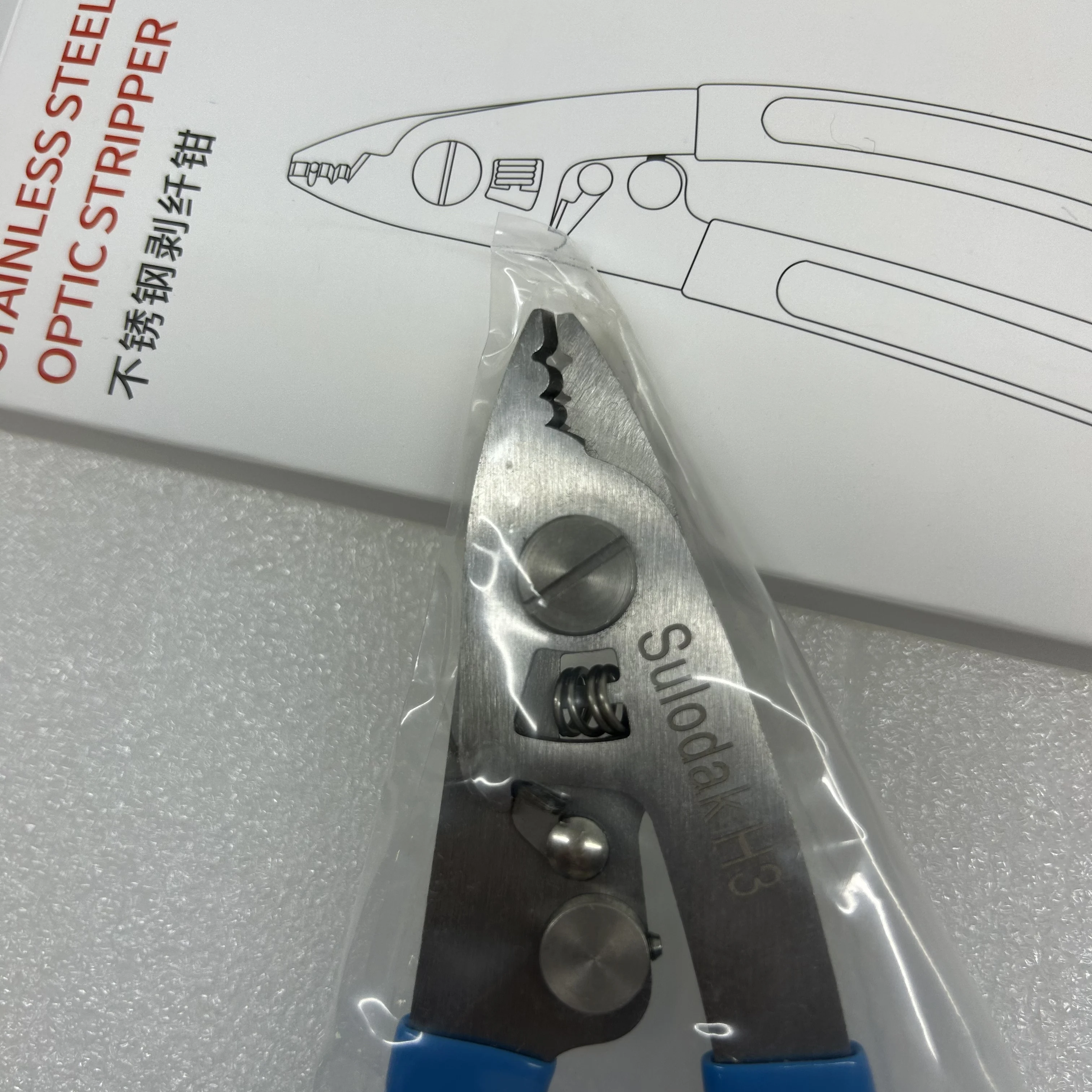 H3 Edelstahl-Faser-Abisolierzange mit drei Anschlüssen, FTTH-Werkzeug, Abisolierzange für Glasfaserkabel