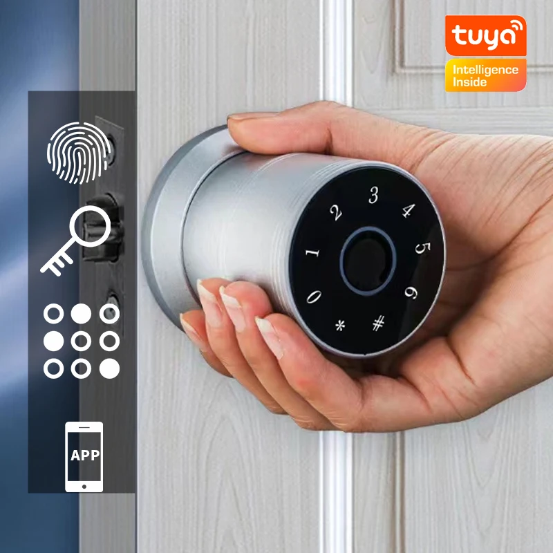 Smart Door Knob with Keypad, Smart Door Lock Fingerprint Door Lock with Keypad, App Control, Great Door Lock for Bedrooms,Cloak