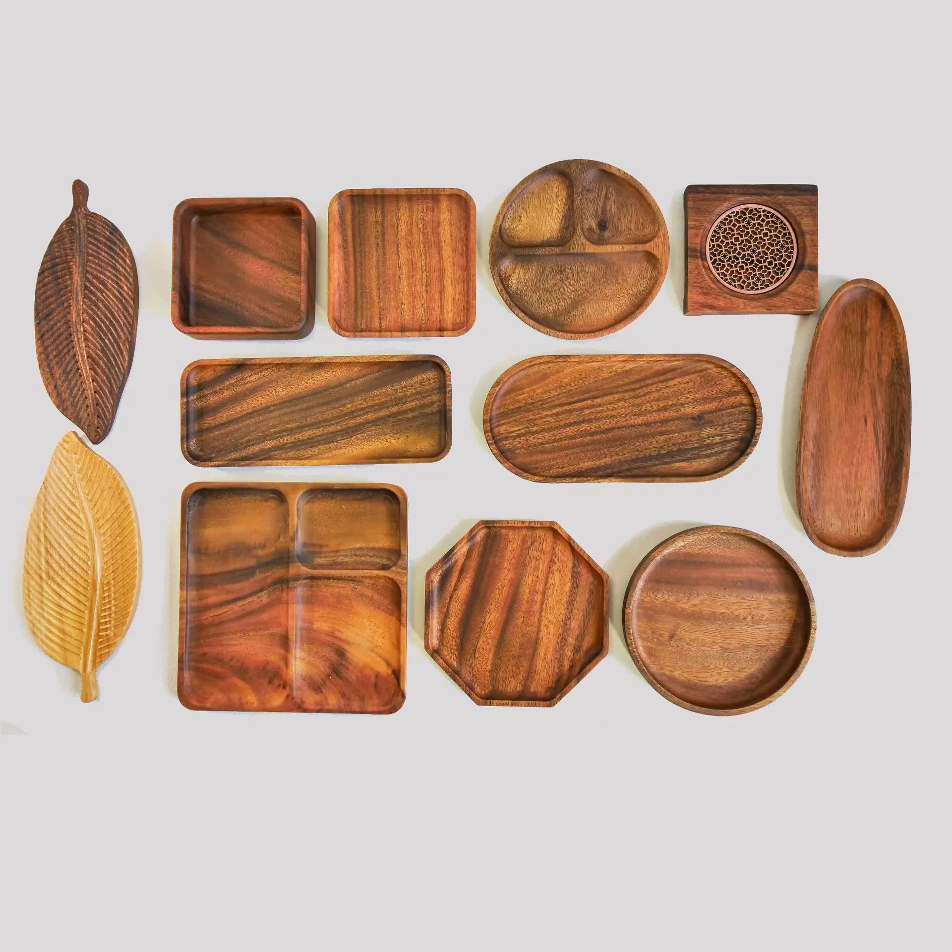 Walnut Plate Wooden Tray Japanese Scandinavian Wooden Fruit Plate New Chinese Snack Plate Dim Sum Plate Tea Tray