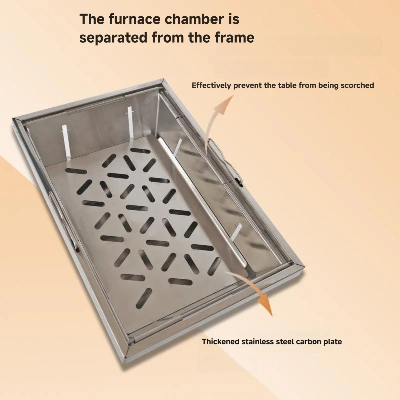 WESTTUNE IGT Barbecue Grill, zusammenklappbar, Holzkohle, Brennholzofen, Heizung, tragbar, für Camping, Picknick, Kochgeschirr, Edelstahl, Grillregal