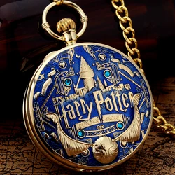 Harrie Potter Deathly Hallows Handicrafts Melody Music Pocket Watch Retro Clock Quartz Necklace Pendant with Chain for Men Women