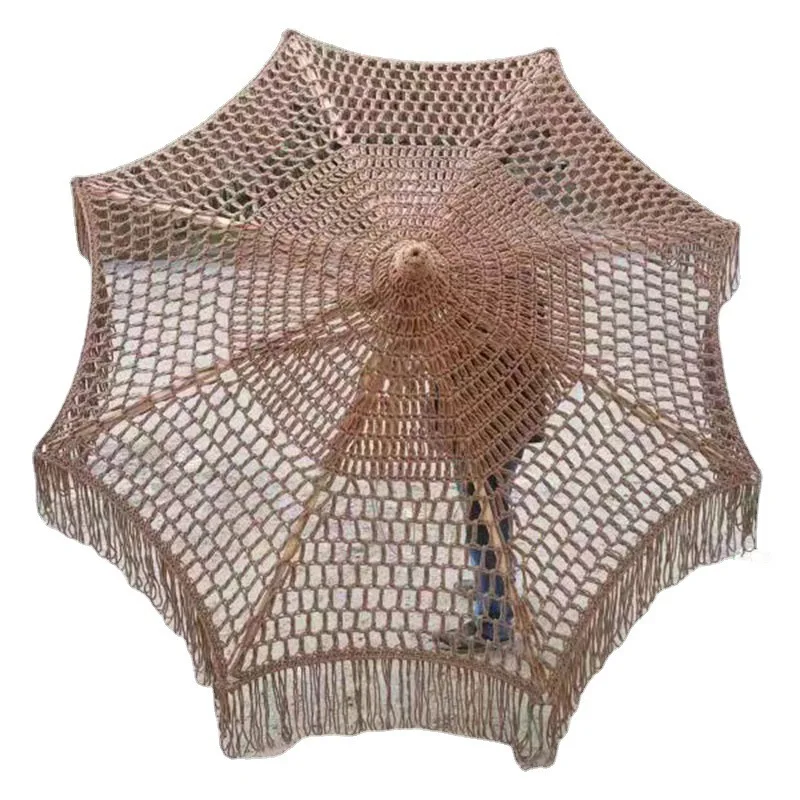 屋外パラソル 海辺のビーチ 編み込み模擬麦わらきのこ小屋