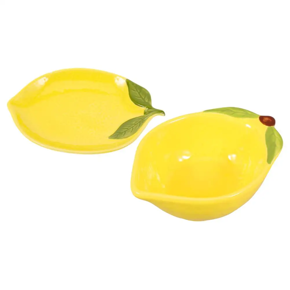 

Lemon Tableware Ceramic Bowl Decorative Fruit Good Looking Appetizer Plates Chinese Style Yellow Cute Dinner