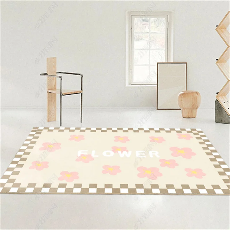 

Simple Flower Non-Slip Carpet for Living Room, Sofa, Coffee Table, Children's Room, Bay Window Carpets, Nordic Office, Cloakroom