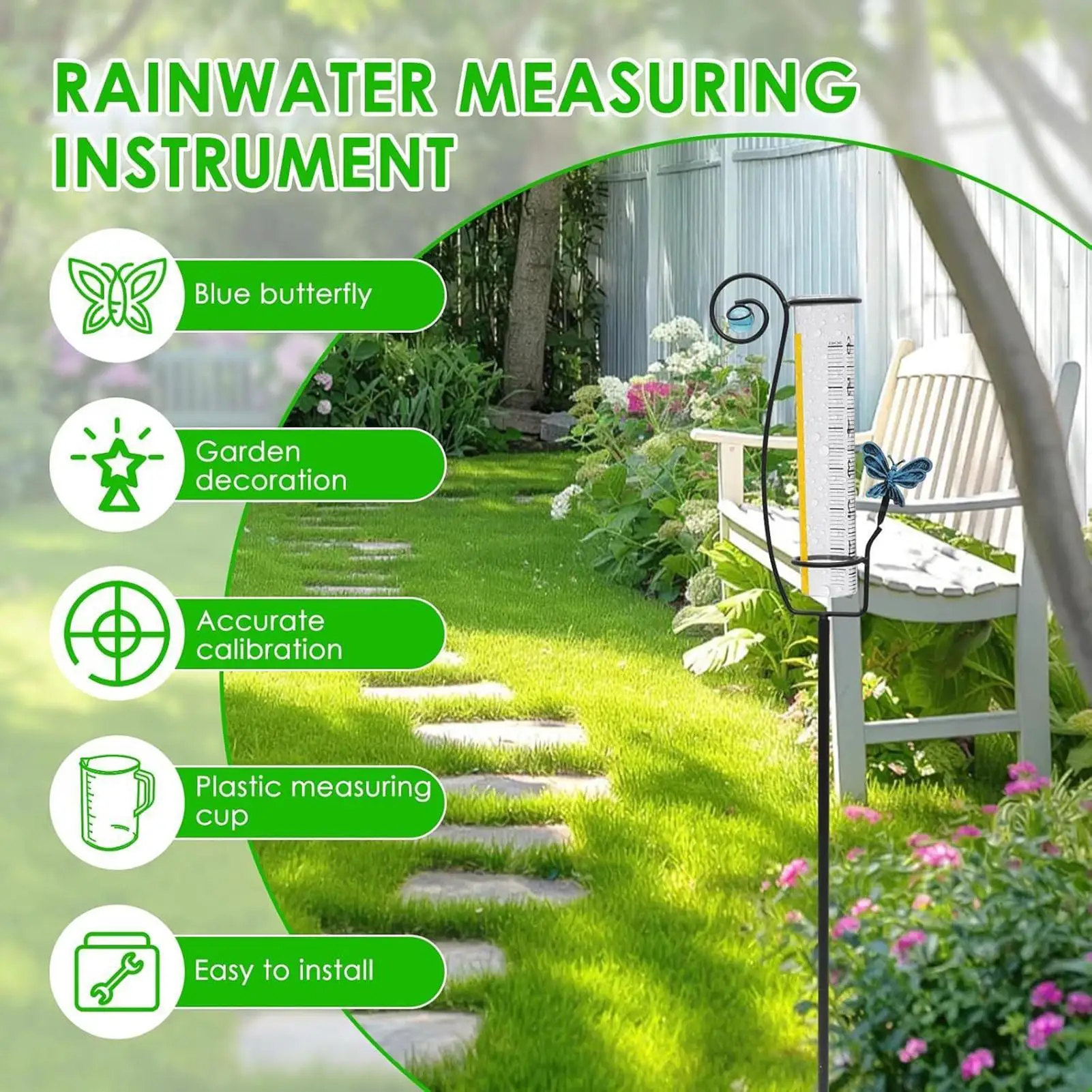 

Rain Gauge Outdoor Freeze-proof Accurate Outdoor Rain Gauge Weather Instruments For Ground Driveway Deck Yard Pathway Flower