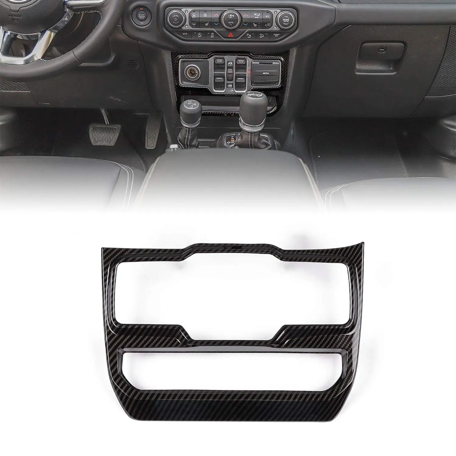 

For Jeep Wrangler JL JLU Gladiator JT 2018-2021 ABS Center Console Window Lift Control Switch Panel Trim Cover Sticker