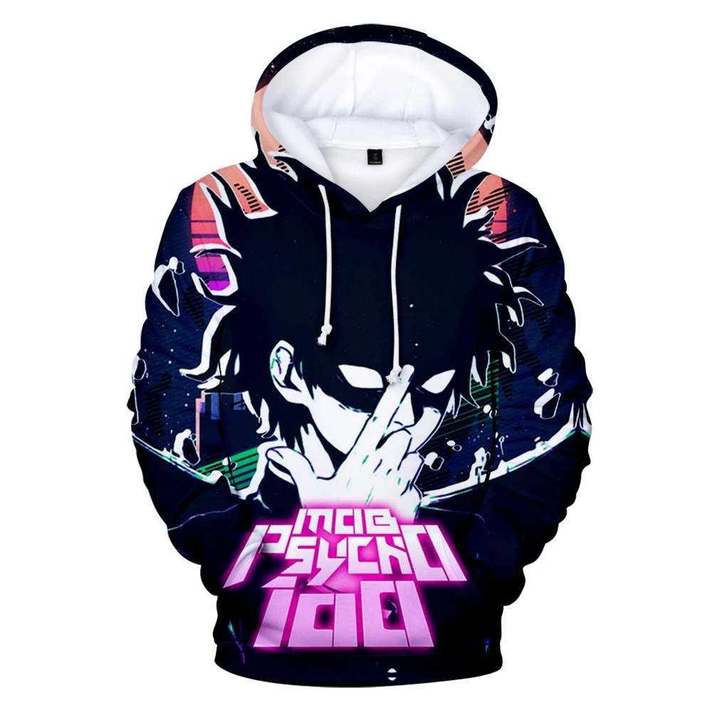 Mob Psycho-Sudadera con capucha y estampado 3D para hombre y mujer, suéter holgado de estilo Hip Hop, informal, Harajuku, Unisex, 100