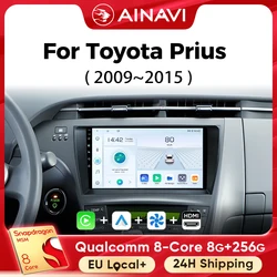 Ainavi Car Radio For Toyota Prius 2009 2010 2011 2012 2013 2015 XW30 Wireless Carplay Android Auto Car Multimedia Player 2 Din