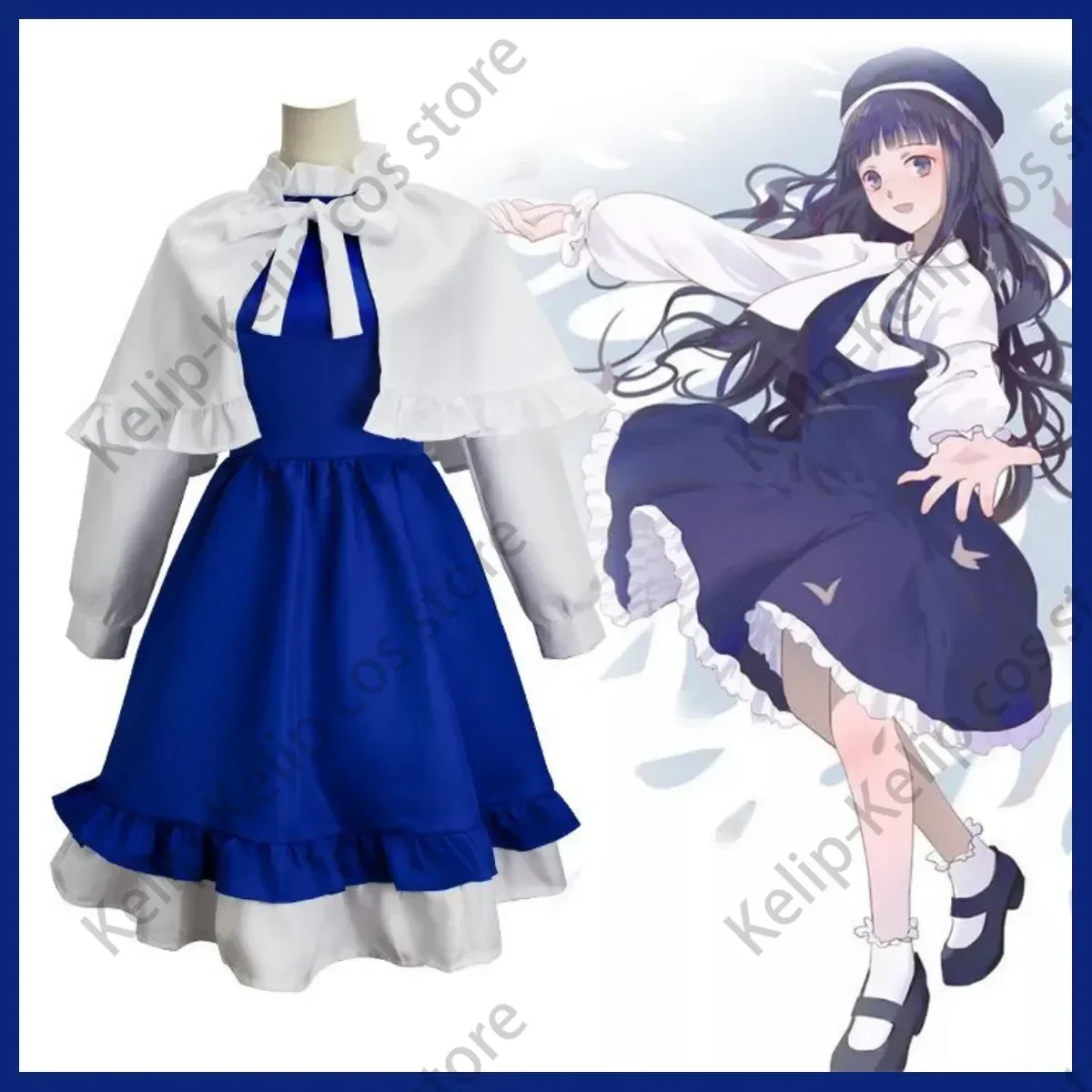 Anime Cardcaptor Sakura Card Captor Tomoyo Daidouji Cosplay Costume Singer Blue Dress Wig Adult Woman Cute Kawaii Carnival Suit