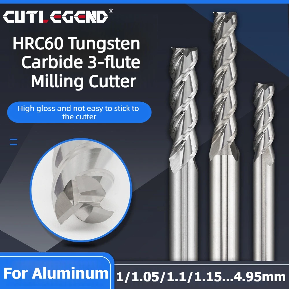 HRC60 Unbeschichteter Vollhartmetall-Schaftfräser 1,0-4,95mm 50/75/100mm Länge Wolframstahl-Fräser Speziell für Aluminium – Detail 1