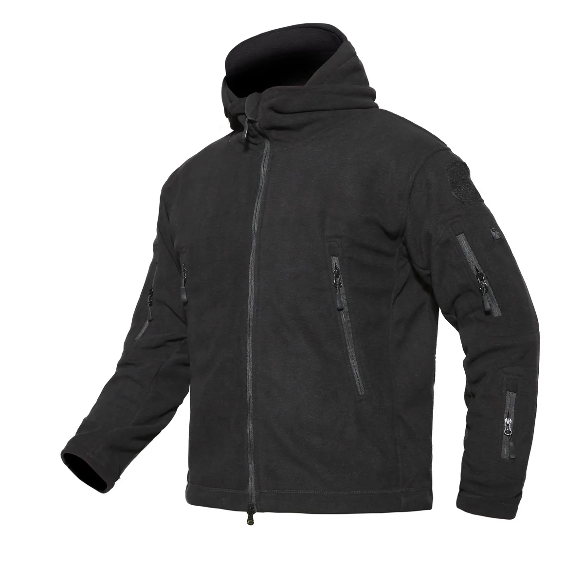 Mens Tactical Winter Fleece Jackets Plus Size Outdoor Hooded Pullovers Windproof Woolen Coats Camouflage Solid Military Jacket