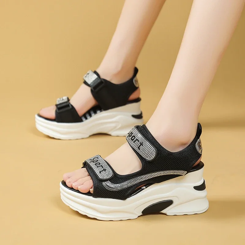 

2026 Sports Sandals for Women New Summer Fish Mouth Wedge Muffin Platform Daddy High Heels To Increase Women's Shoes