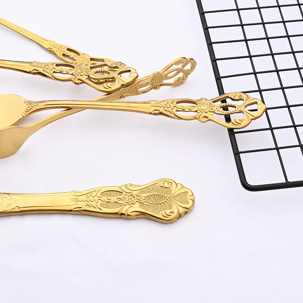 36Pcs/Set Stainless Steel Royal Cutlery Set Gold Dinnerware Western Food Tableware Knife Dessert Fork Spoon Ice Spoon Flatware