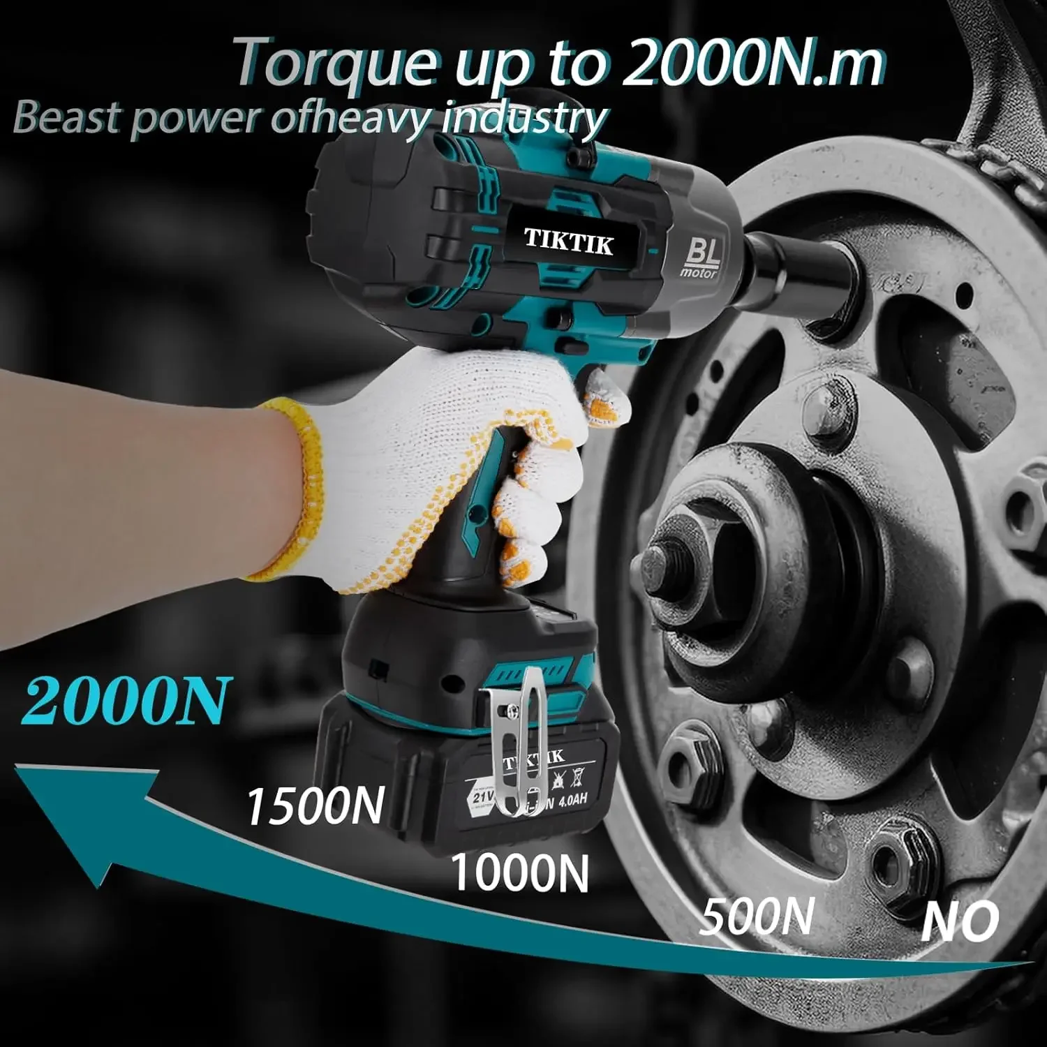 2000N.m Cordless Impact Wrench 3/4