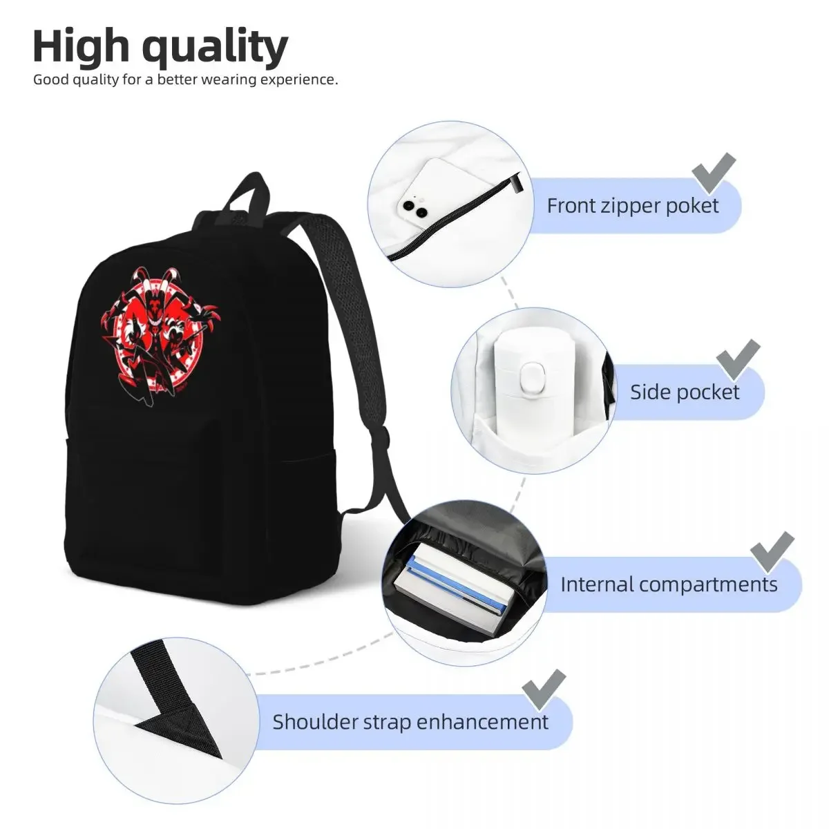 Helluva Cartoon Anime Rugzak Voor Mannen Vrouwen Mode Student Business Daypack Moxxie Laptop Schoudertas Cadeau