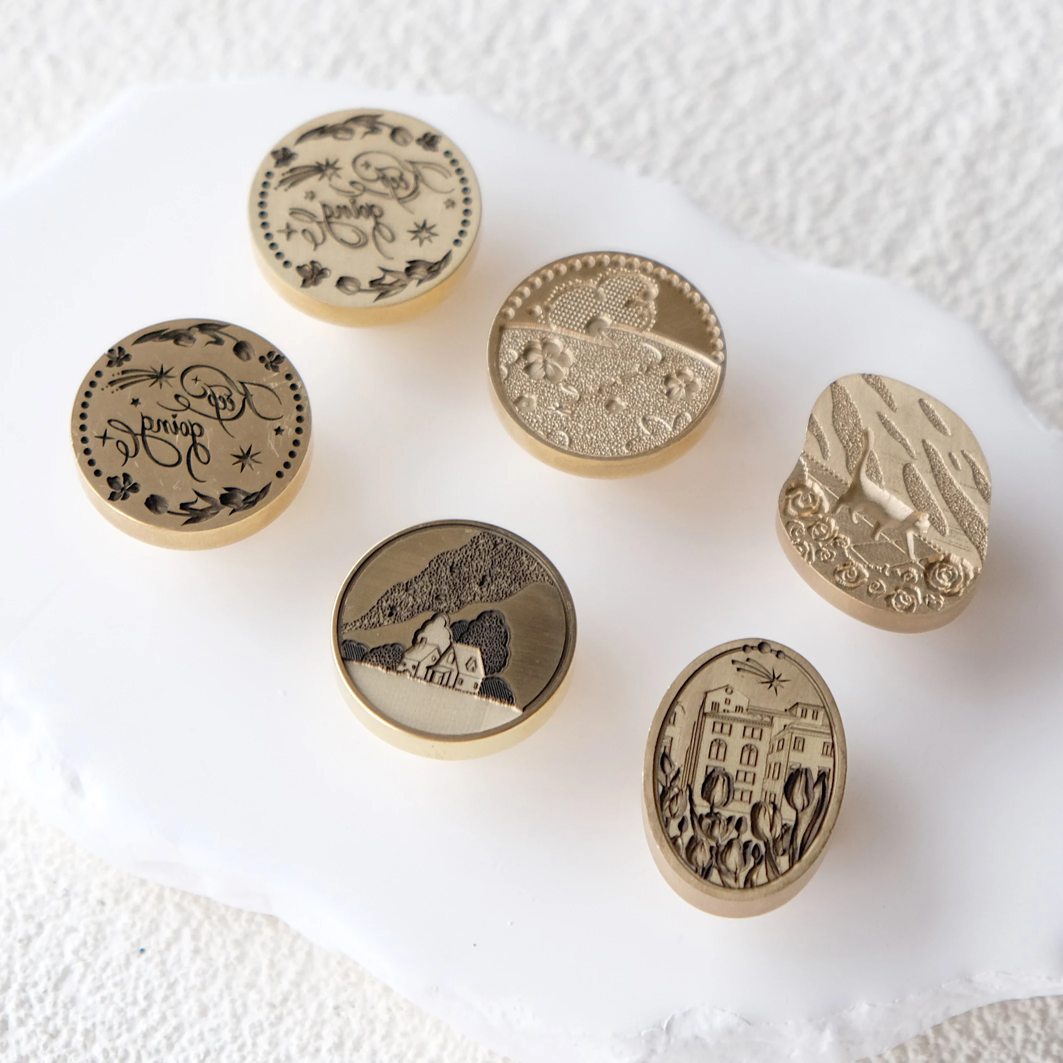 

3D Embossed Wax Seal Stamp Laser Engraving/Town/Cat/Flowers For A Copper Head Envelopes Wedding Invitations Scrapbooking