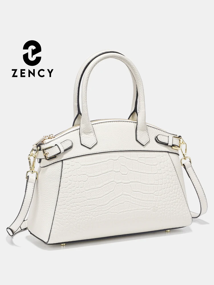 

Zency Women's Large Capacity Genuine Leather Tote Shoulder Bag Luxury Retro Green Khaki White Handbag Shopper Crossbody Sac 2025
