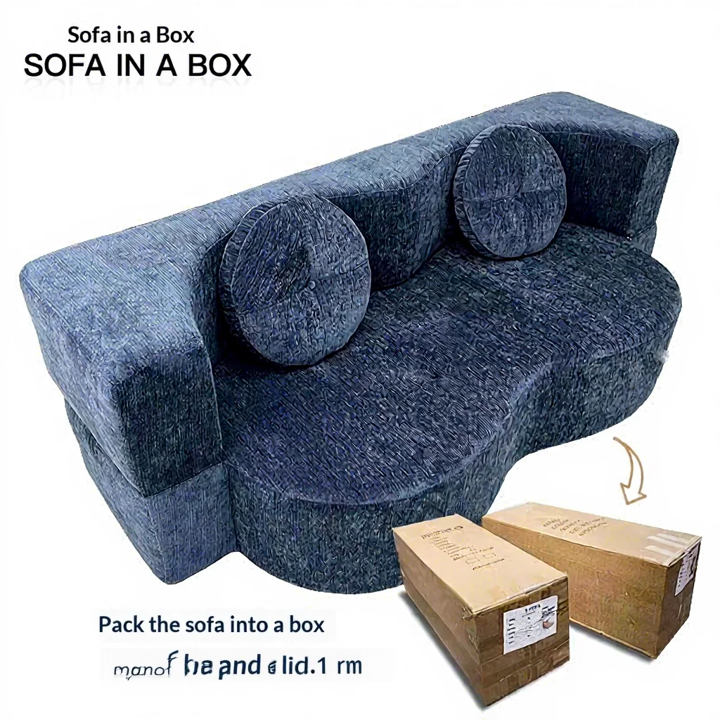 Modern Simple Living Room Internet Celebrity Designer Sponge *Compressed Vacuum Roll Shaped Fabric Sofa Bed