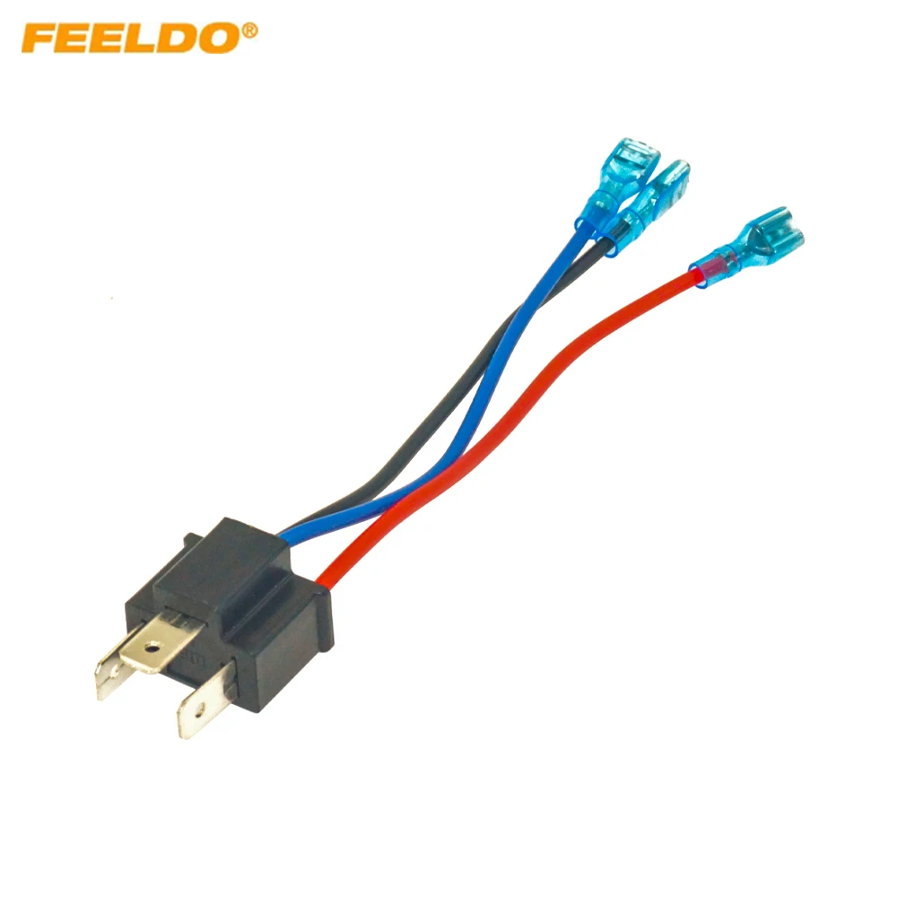 Auto H4 9003 3pin Male Nylon Socket Cable for Halogen Headlamp LED Bulbs Pigtail Connector Holder Adapter