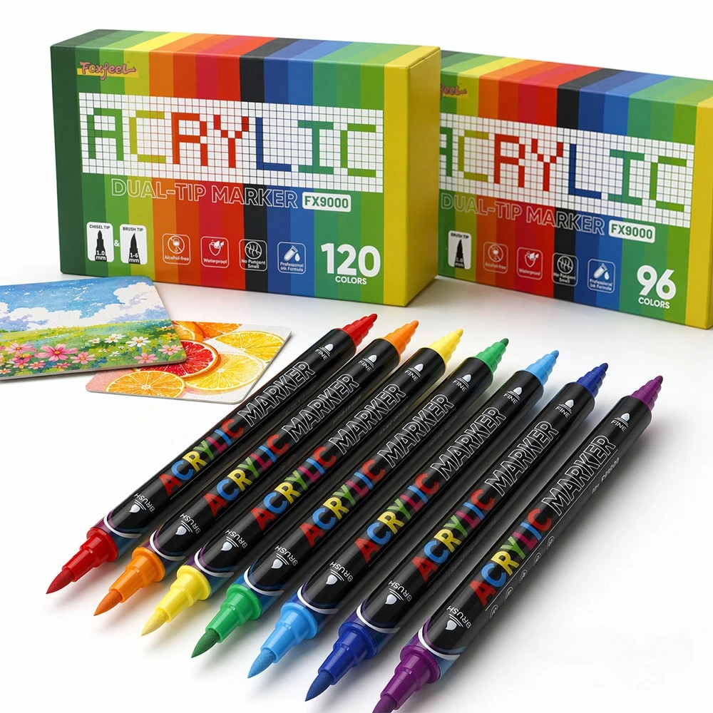 

96/120/168Colors Dual Tip Acrylic Markers Set Professional Painting DIY Crafts Ceramics Canvas Graffiti Art Waterproof Draw Tool